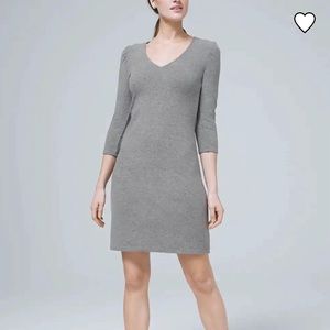 Never Worn White House Black Market Grey Super Cozy Puff Sleeve Sweater Dress XS